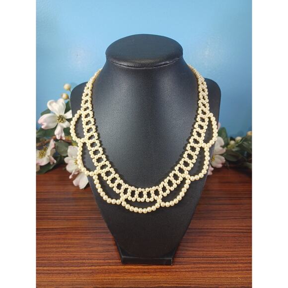 Vintage Necklace Faux Pearl Collar Victorian Sophisticated Beauty - Picture 1 of 9